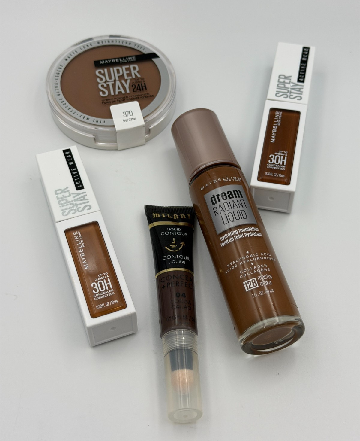 5PCS Makeup Lot Dark Skin Tones Maybelline Super Stay, Milani Conceal + Perfect