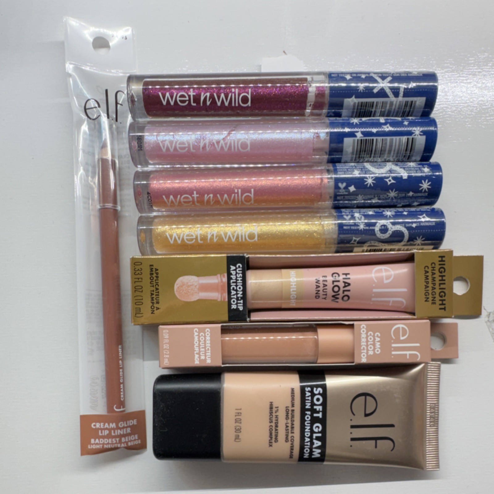 e.l.f., Wet n Wild, COVERGIRL Full Size Makeup Lot – Foundation, Lip Liner