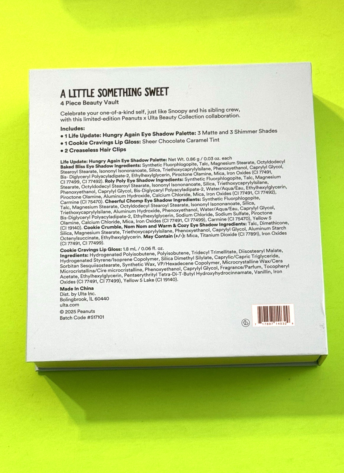Ulta Beauty Collection x Peanuts A LITTLE SOMETHING SWEET 4 Piece Beauty Vault