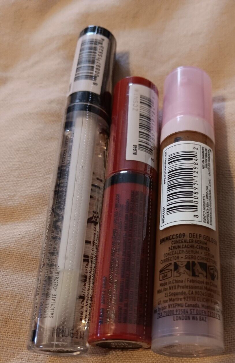 NYX Professional Makeup Lot Deep Golden Concealer Red Butter Gloss Clear Gloss