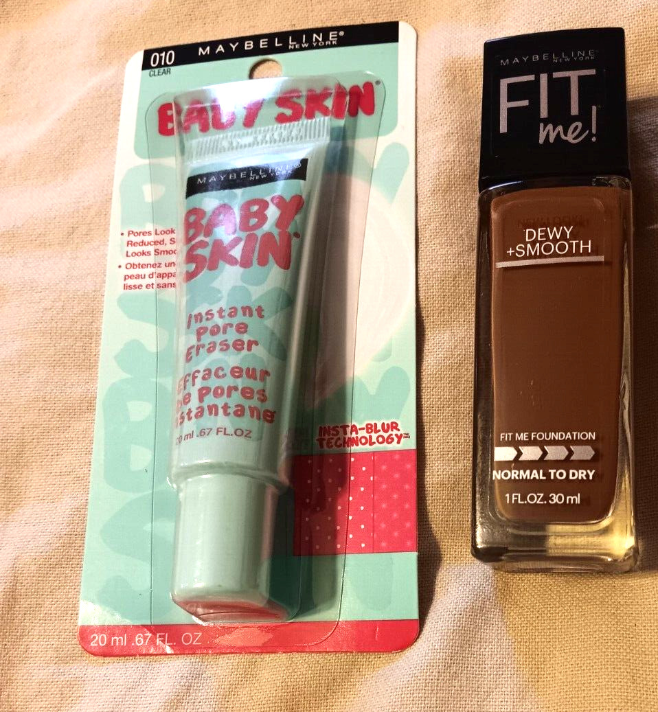 Maybelline #360 Mocha Fit Me Foundation Clear Baby Skin Instant Pore Eraser Lot