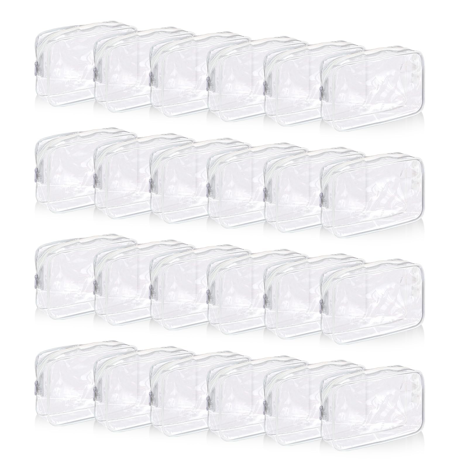 24 PCS Clear Makeup Bag with Zipper, Waterproof Transparent Toiletry Bag Orga…