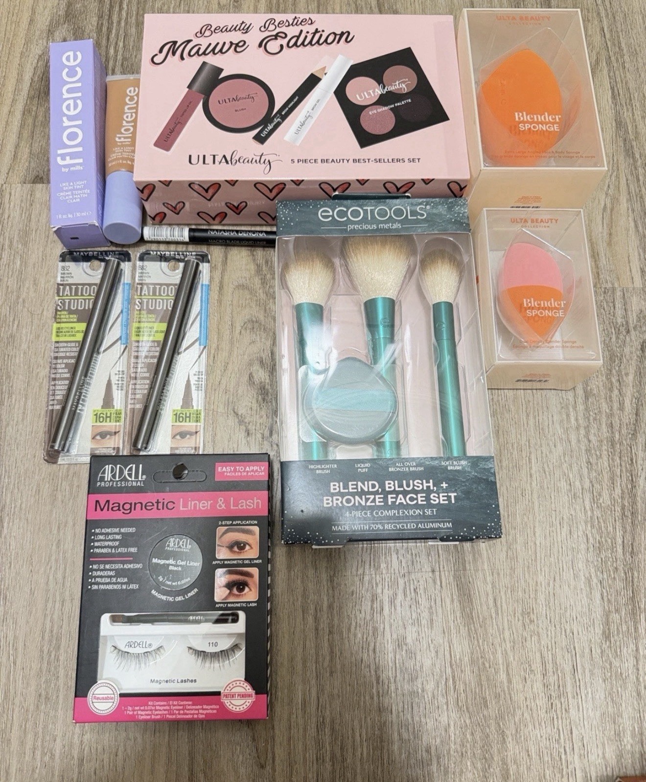 ULTA Beauty Florence Maybelline Ardell EcoTools Makeup Lot Full Size Mauve Set
