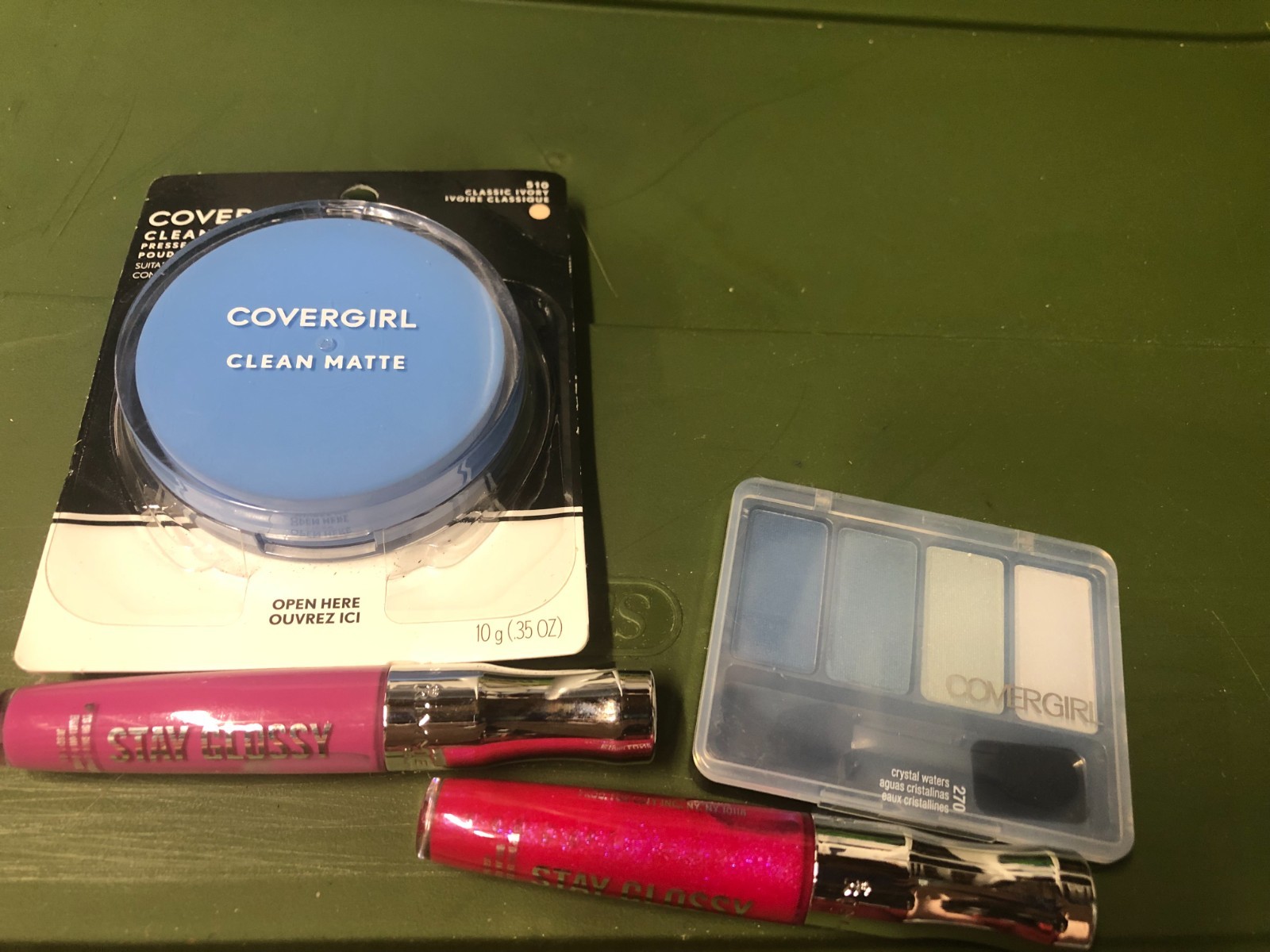 Covergirl Clean Matte Pressed Powder, Eyeshadow, Rimmel Stay Glossy