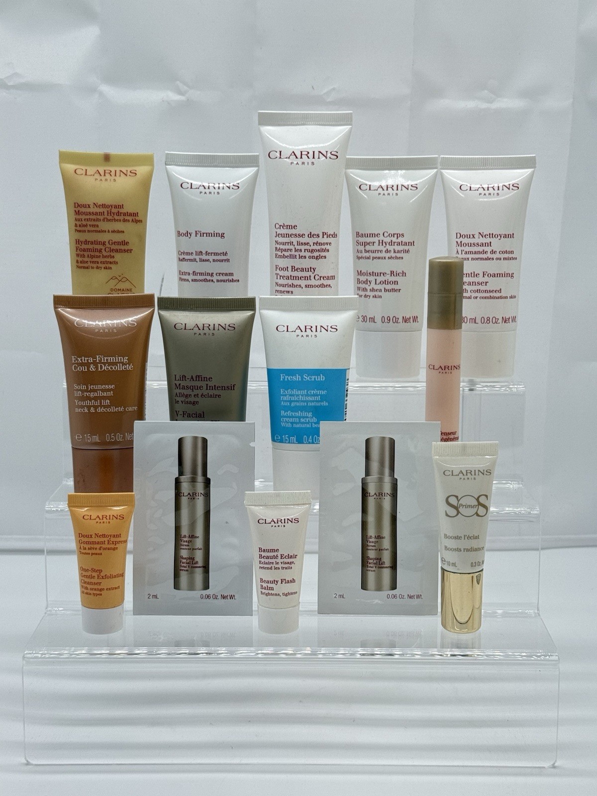 LOT OF 14 CLARINS PARIS HYDRATING MOISTURE GENTLE FOAMING BEAUTY PRODUCTS