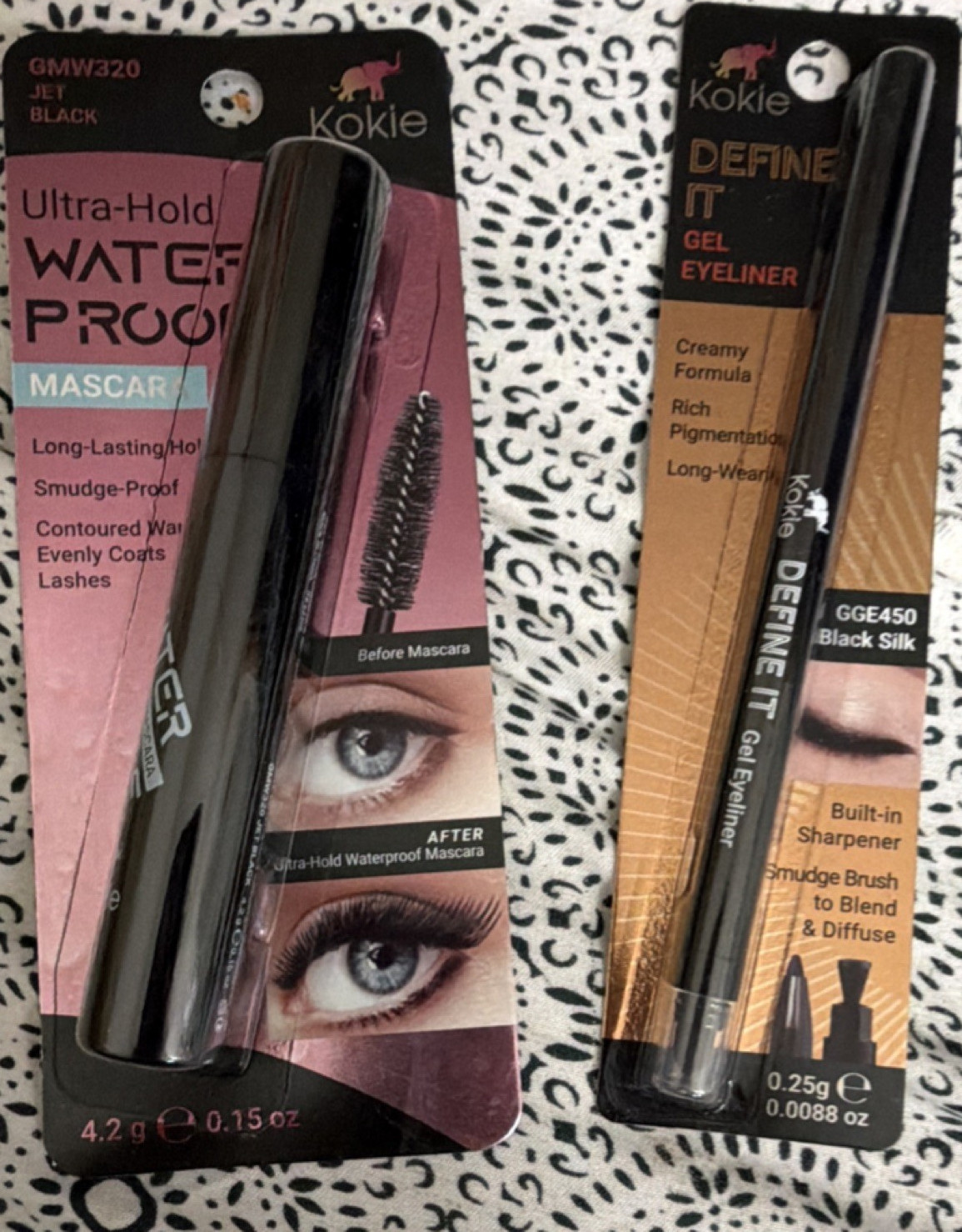 Kokie Waterproof Smudge Proof Mascara GMW320 Jet Black + Gel Eyeliner GGE450