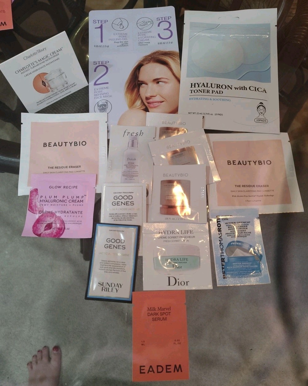 15 Piece Beauty/Skincare Sample Lot Beauty Bio, Charlotte Tilbury, Dior, PTR