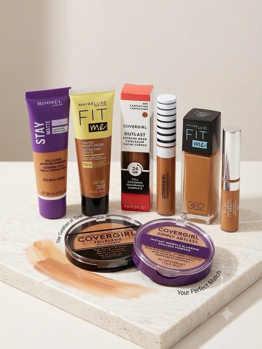 8 Makeup Lot Maybelline Fit Me Covergirl Simply Ageless Rimmel L’Oreal Deep Tan⁠