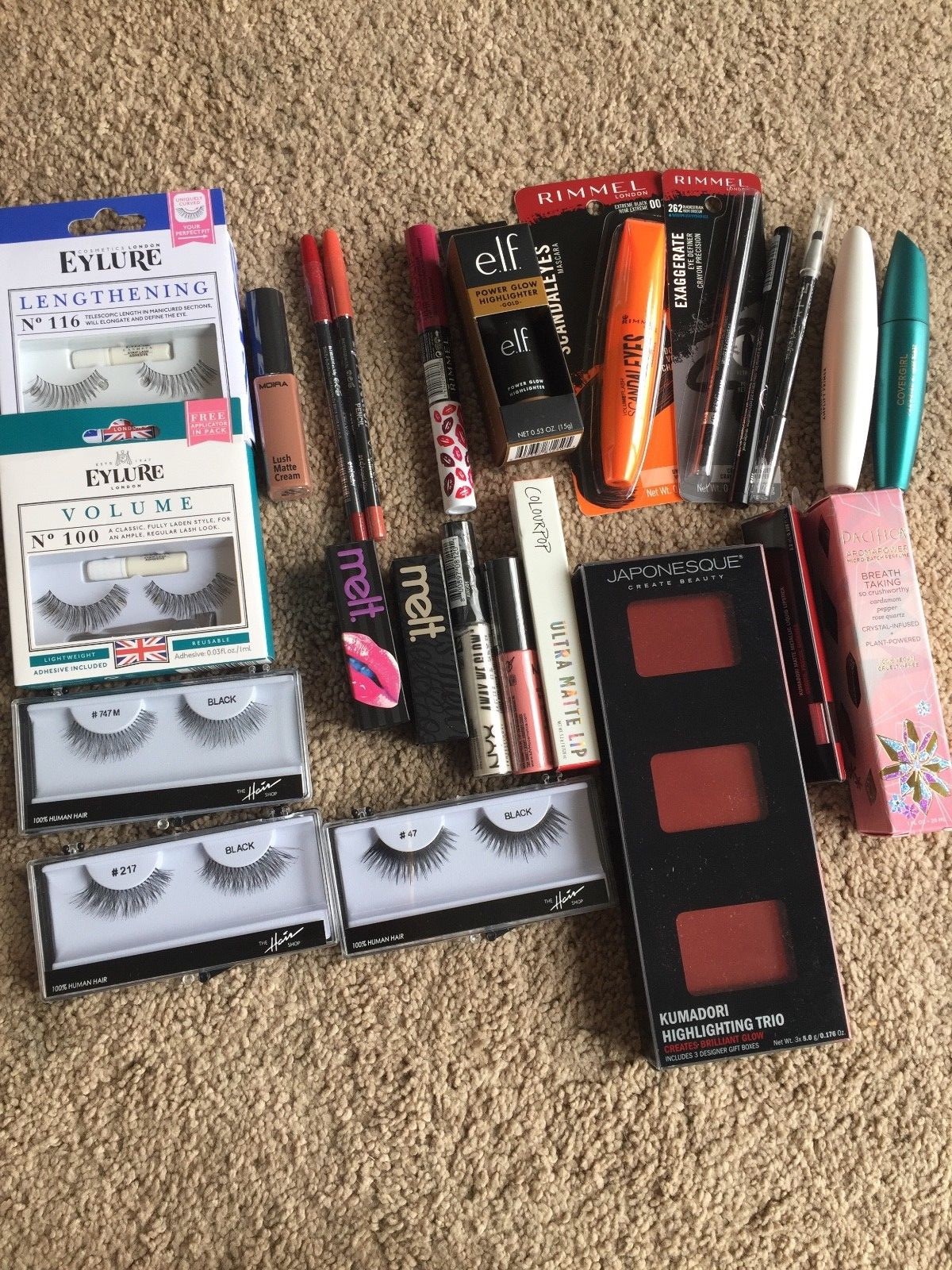 LOT OF 27 PCS MAKE UP GREAT MIX, NO REPEATS! NYX ! RIMMEL ! MELT COSMETICS