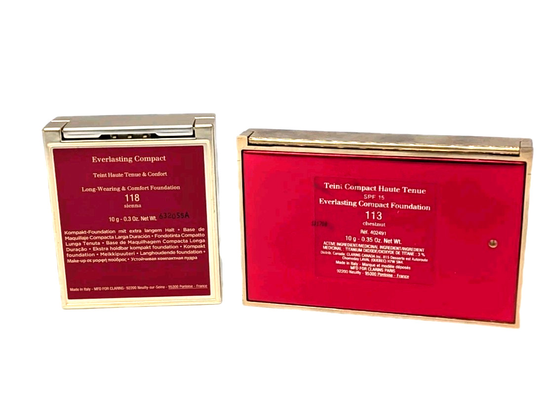 Pack Of 2 – Clarins Everlasting Compact Foundation Long-Lasting – 10g Each NWOB