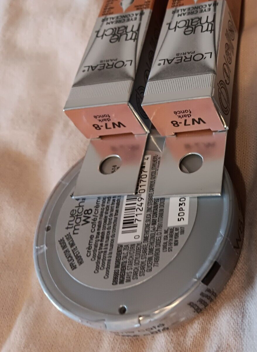 L’Oreal Paris True Match W 7-8 Eye Cream Concealer W8 Warm Creme Cafe Powder Lot