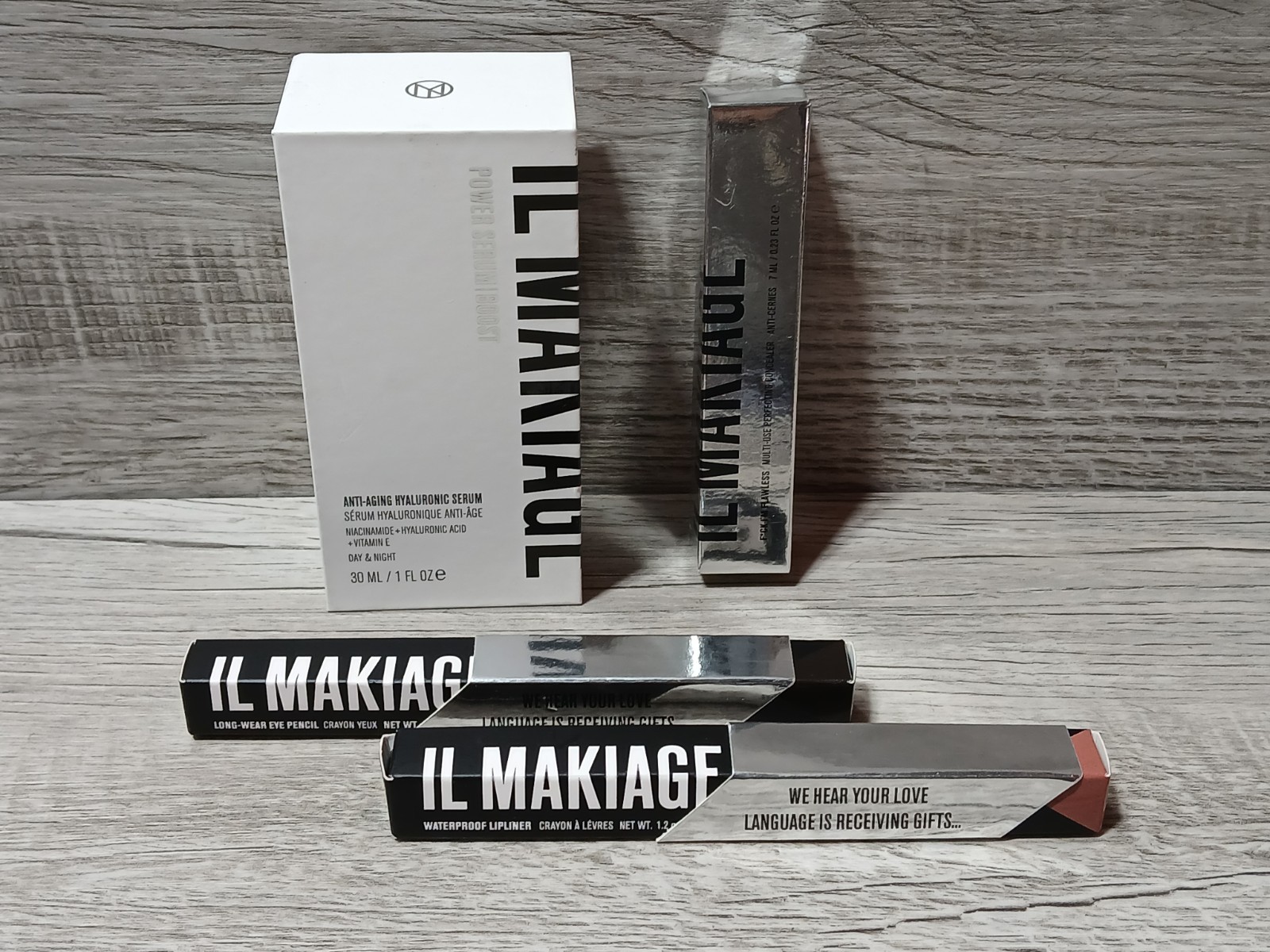 (Lot Of 4) IL Makiage Lot Anti Aging Serum, Concealer, Eye Pencil, & Lip Liner