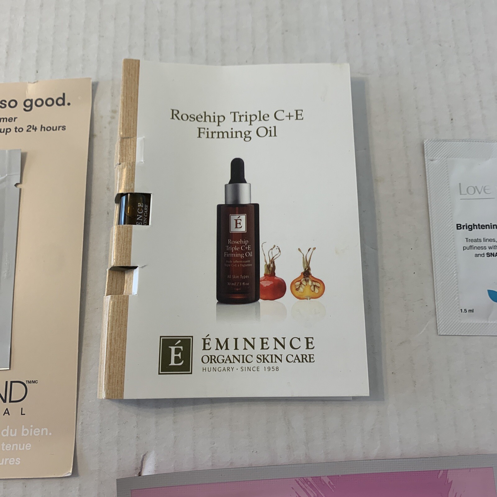 Lot of 5 Skin Care/ Bueaty Product Samples. Eminenece, Lip Mask, Dermablend