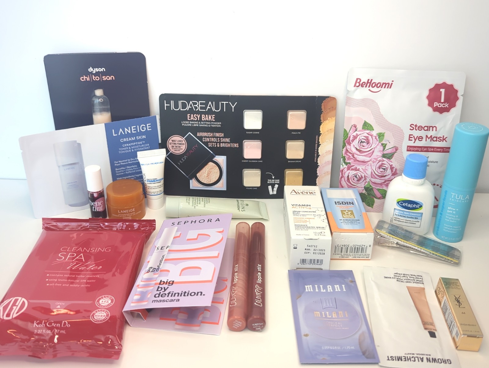 20pc High End Beauty Sample Full Size Lot YSL, Huda Beauty, Avene, Laneige, Tula
