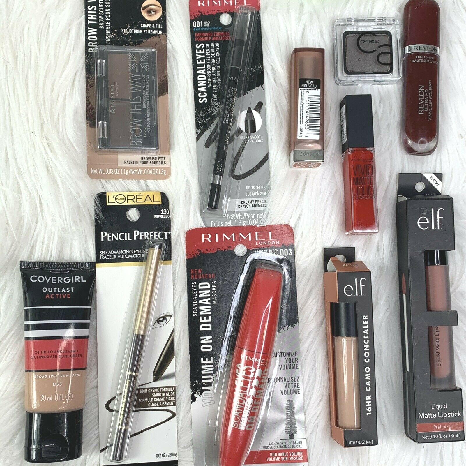 Makeup Lot 12 Piece Maybelline Rimmel Loreal Elf Mascara Eyeliner Eyeshadow Lip
