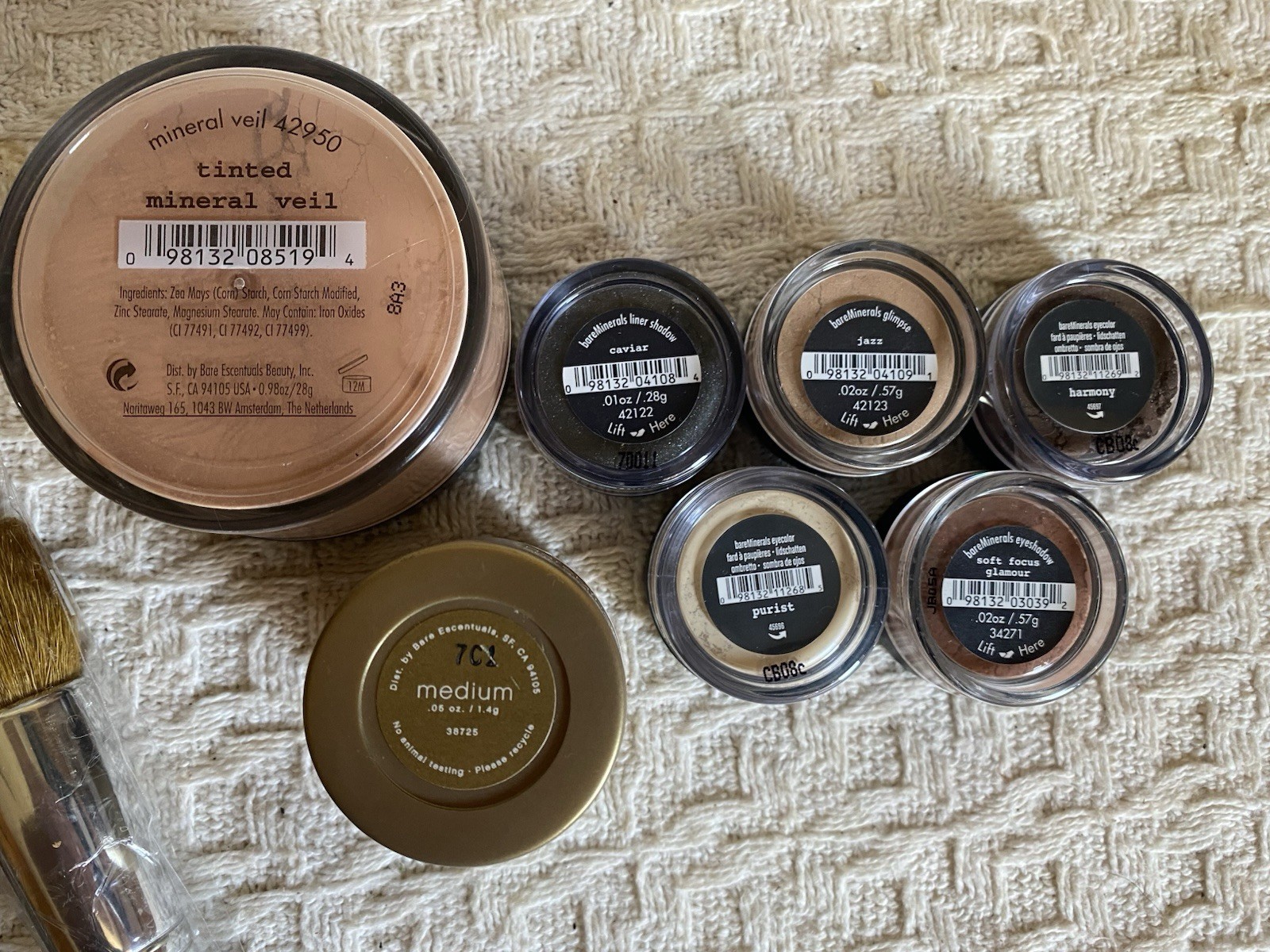 Bare Minerals By Bare Escentuals Makeup Lot w/ White Zip Case SEALED