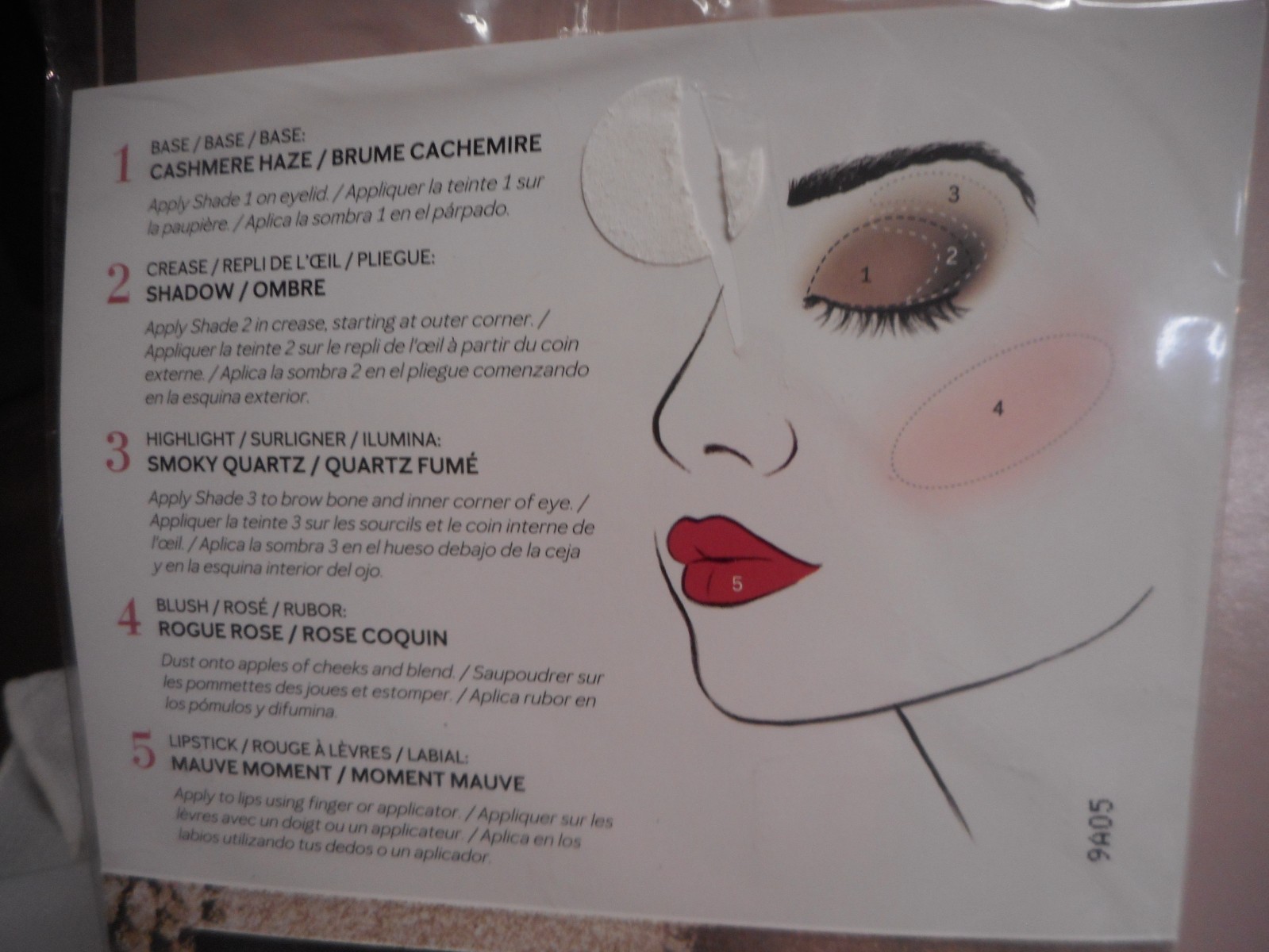 Mary Kay color card sample sheets 1 Pack (5 Sheets) Cashmere Ombre Smoky Quartz