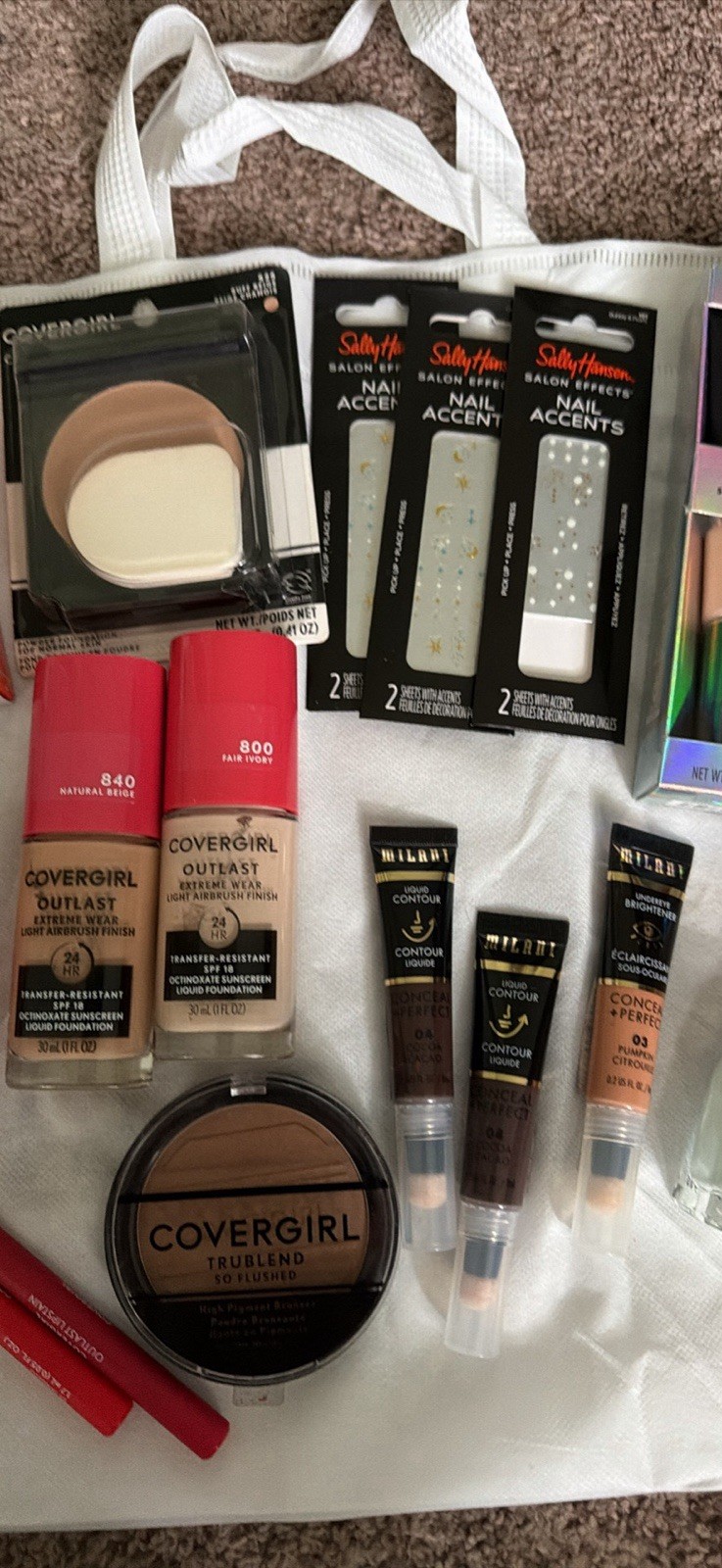 Assorted Makeup Lot: COVERGIRL Outlast, TruBlend Blush, e.l.f. Camo CC