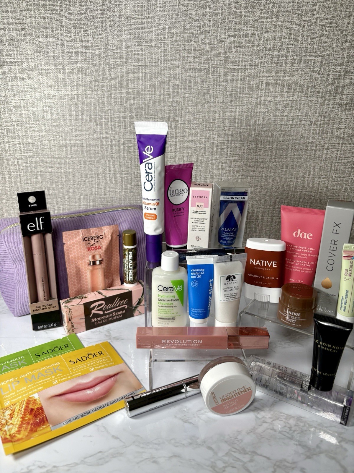 Assorted Travel/ Full Size Makeup & Skincare Lot: CeraVe, Sephora, Almay, Origin
