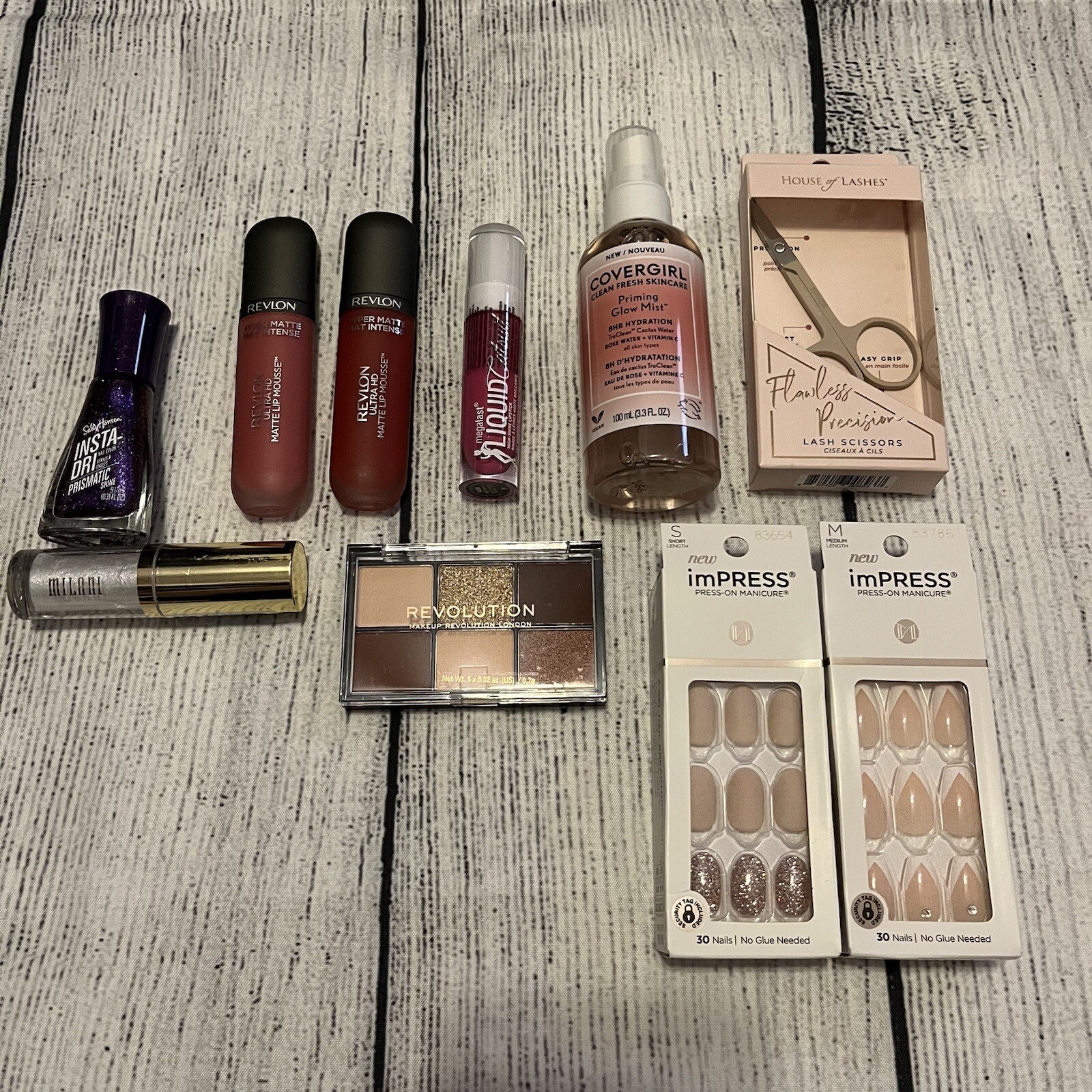 10pc Beauty Lot Bundle Covergirl Revlon Sally Hansen Milani Nail Lips Sealed New