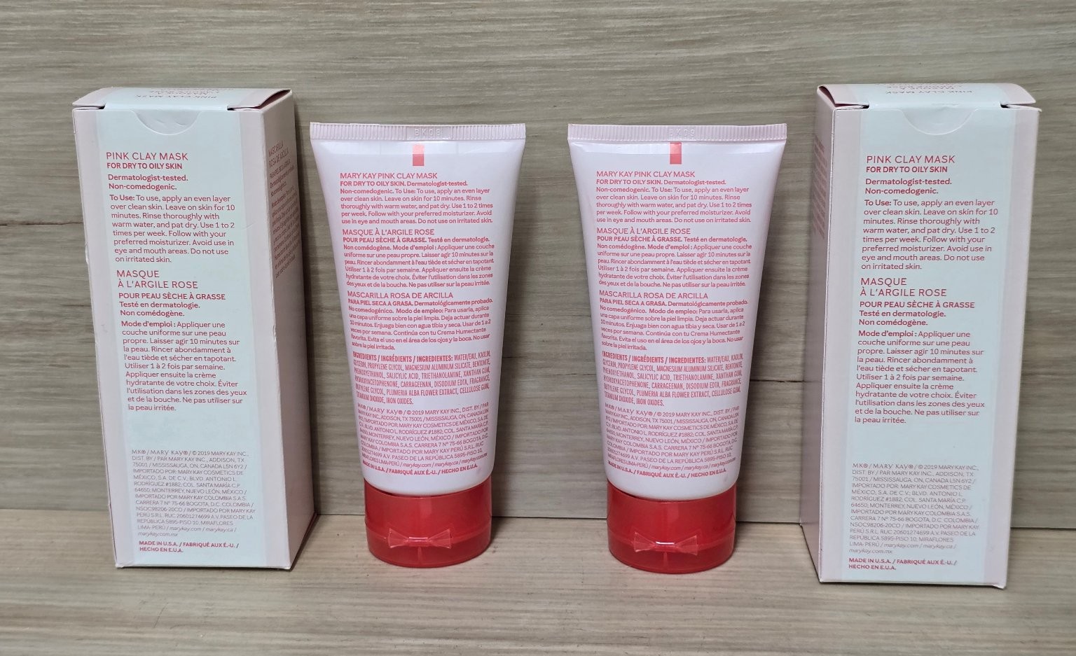Mary Kay Pink Clay Mask Skincare Lot of 2 3oz Tubes For Dry to Oily Skin