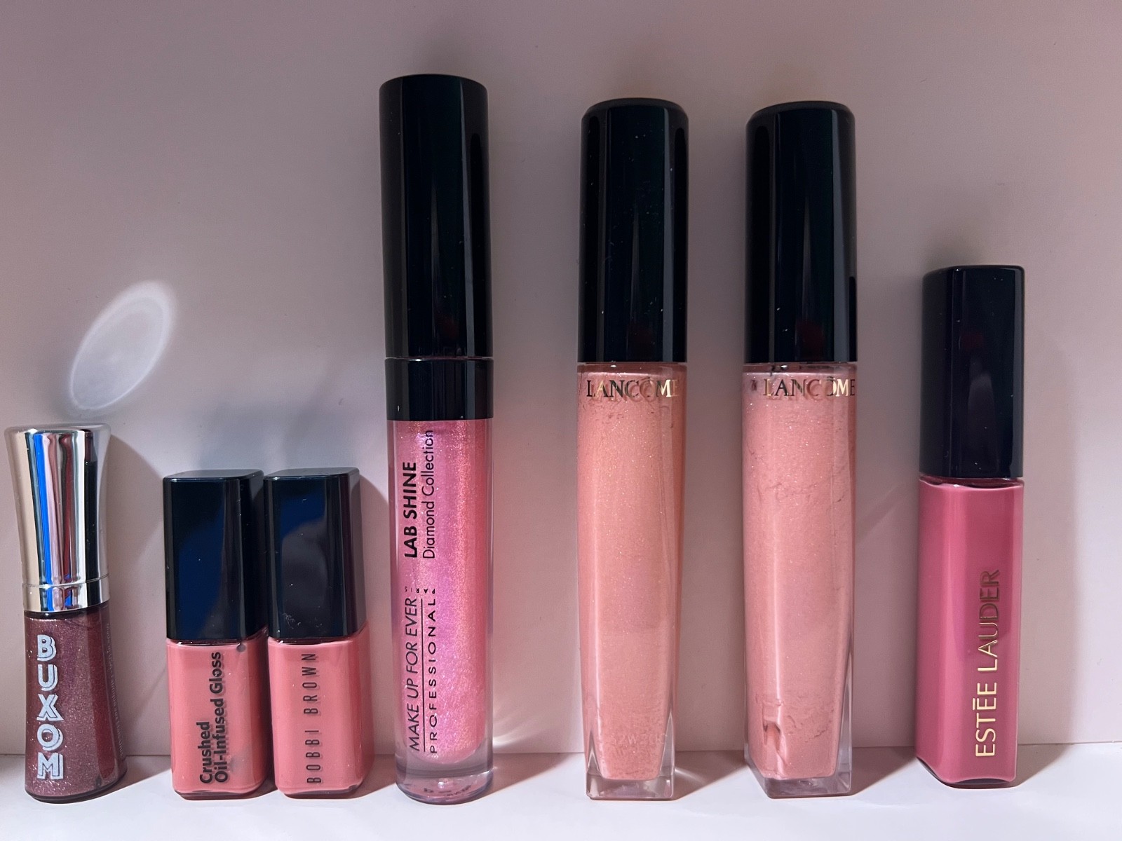 Mixed Lip Gloss Lot x 7 Bobbi Brown Lancome Buxom Make Up Forever Pinks Shimmer