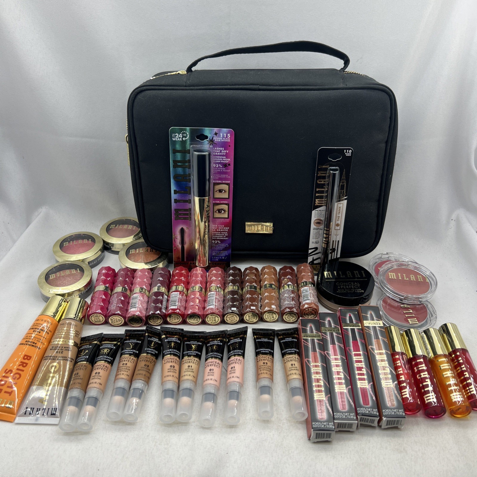 Huge Lot of Milani Cosmetics – 42 Total Pieces Plus Cosmetics Travel Bag $400+