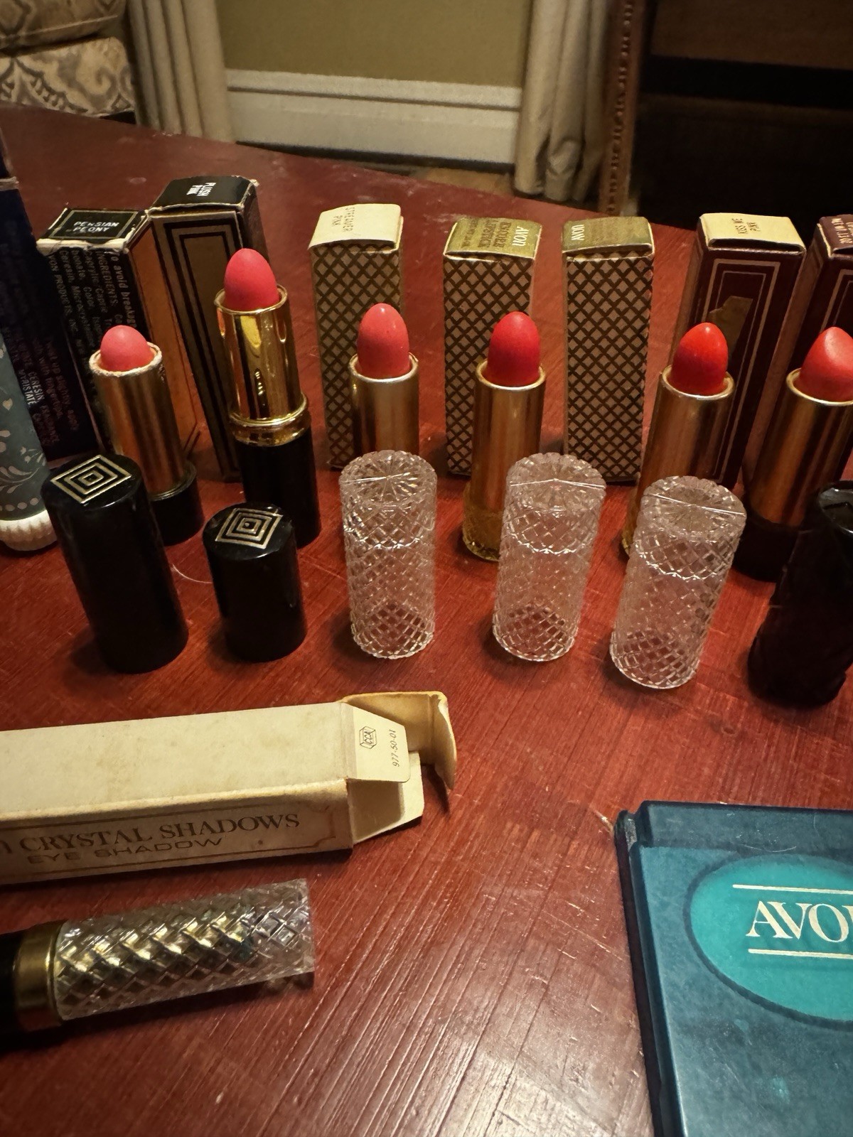 Lot 14 Vintage Avon Encore Lipstick, Perfumed Demistik, Crystal Eyeshadow 70s