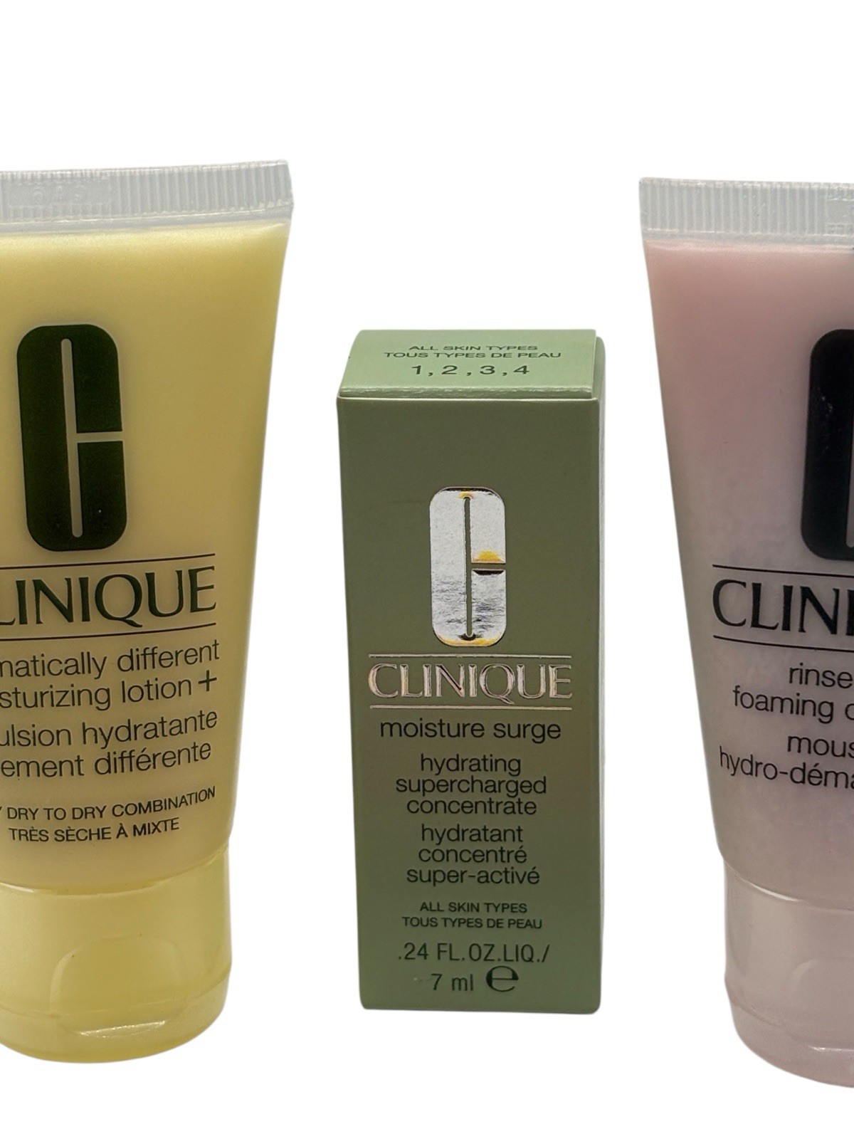 Lot Of 4 Clinque Samples Lot Show Duo, Cleanser, Lotion, And Moisture Surge
