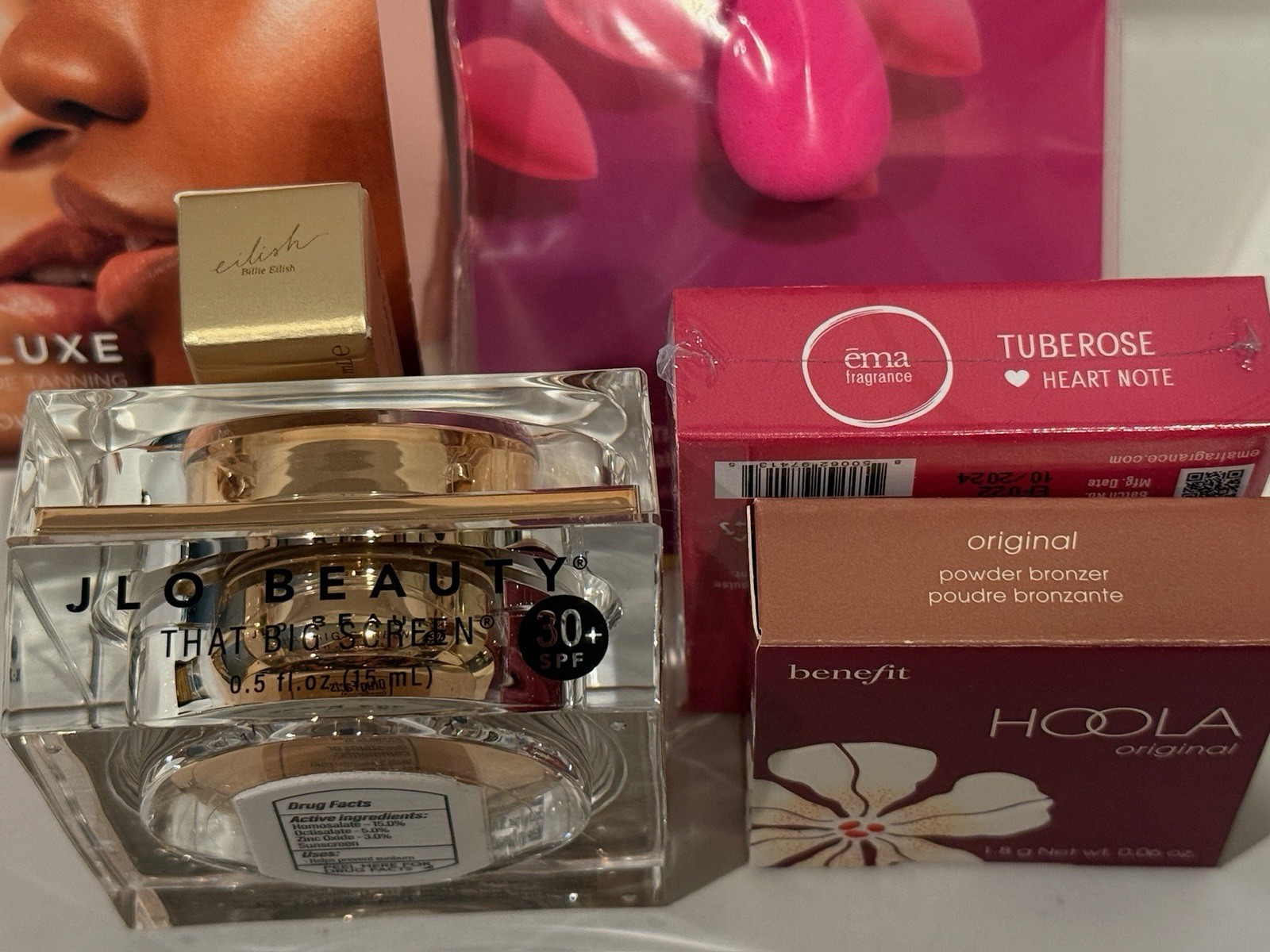 LOT 6 Beauty Blender Travel Size/Benefit HOOLA Samples JLO Beauty Tan-Luxe Elish