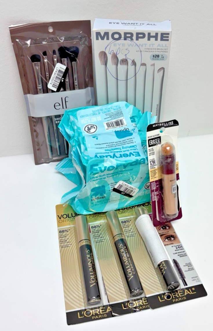 Makeup Bundle | Morphe e.l.f. L’Oréal Maybelline Eye Brushes Mascara Wipes