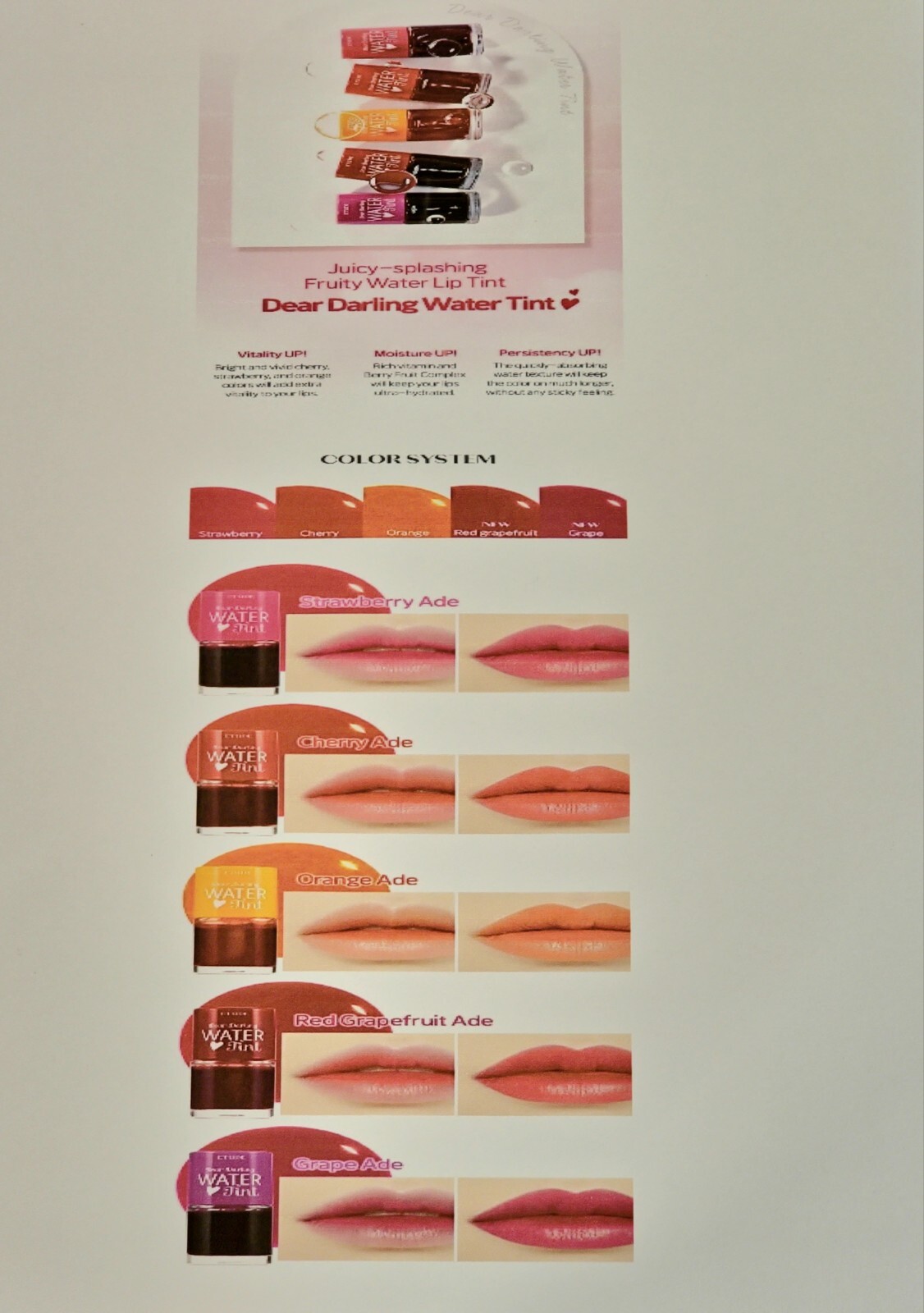 ETUDE Dear Darling Water Tint Orange Ade 9g, Vivid Color Lip Tint/Smudge-Proof