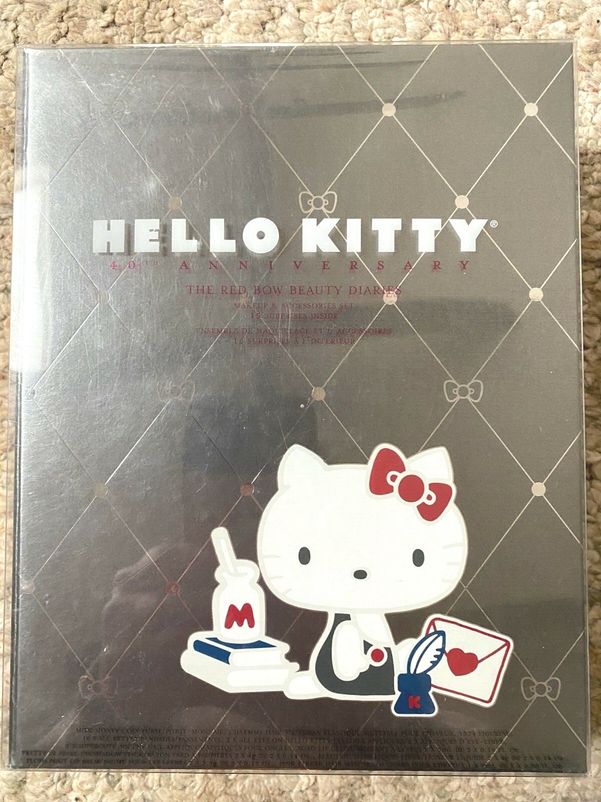 NIB Hello Kitty The Red Bow Beauty Diaries 40th Anniversary 15 Piece Makeup Kit