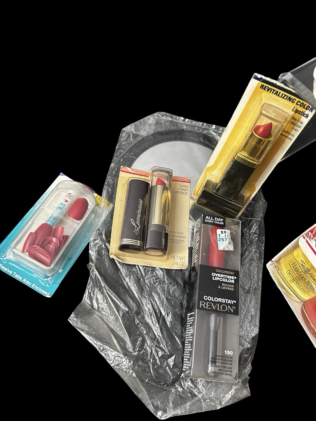 15pc Lot NEW VTG Cosmetic Compacts Mirror Powder Lipstick Lashes Nail Polish Kit