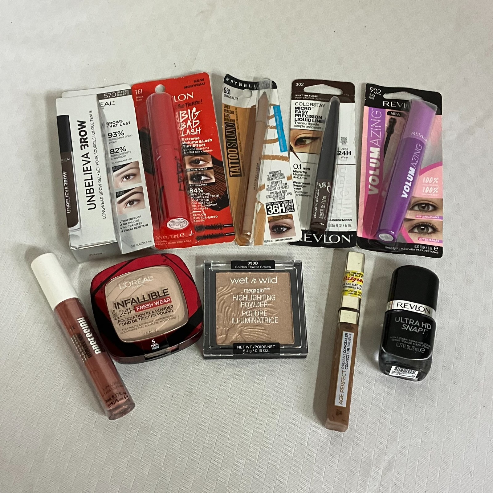 Maybelline, Revlon, L’Oréal, Wet n Wild Set 10-Piece Drugstore Makeup Kit New