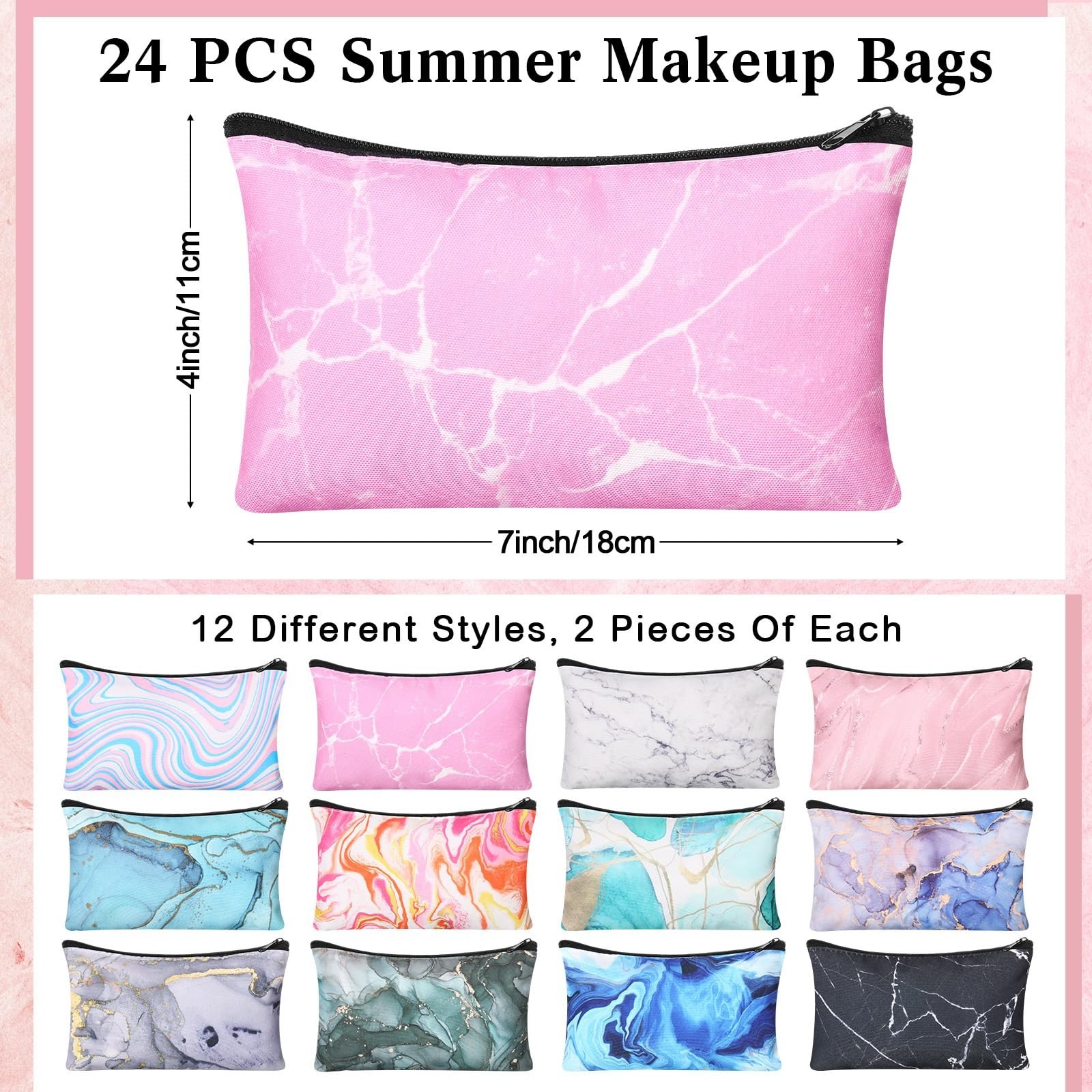 24 Pieces Makeup Bags Bulk Canvas Cosmetic Bags Purse Organizer Zipper Cosmet…