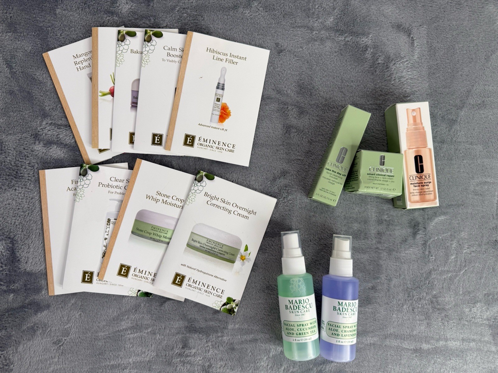 NEW Clinique Eminence Mario Badescu Skincare Lot Sample Size In Clear Travel Bag