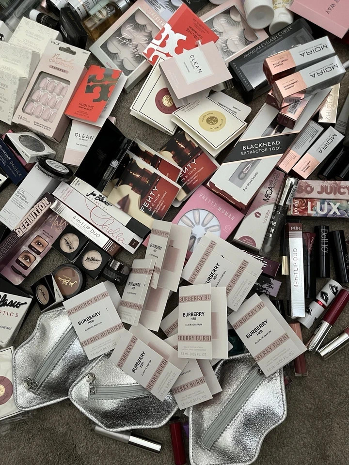 50 Pc Mixed Makeup Lot Full‑Size Eyeshadow Palettes Hair Skin Makeup Lip Blush