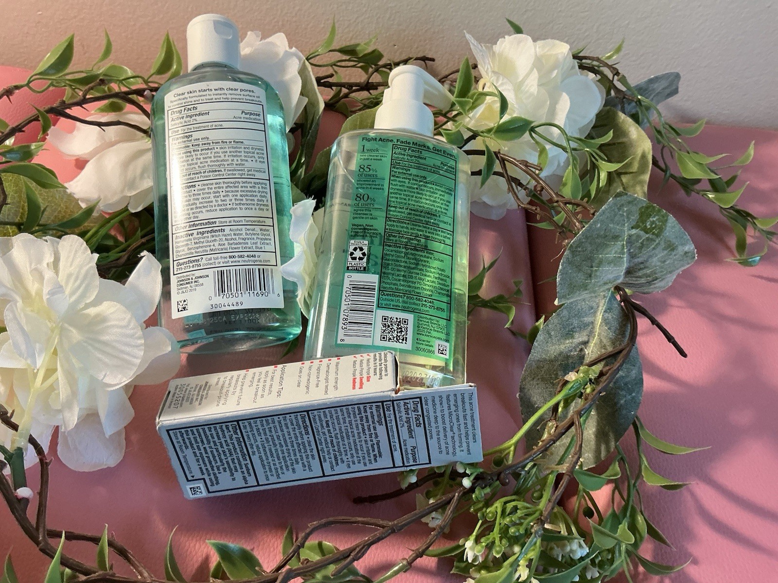 Neutrogena Salicylic Acid Acne Lot Astringent 8oz Cleanser 9.1oz Spot Gel