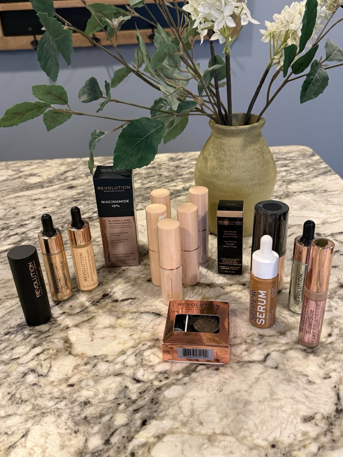 Revolution London 15 Piece Makeup Lot Foundation, Concealer, Serums Etc. NEW!