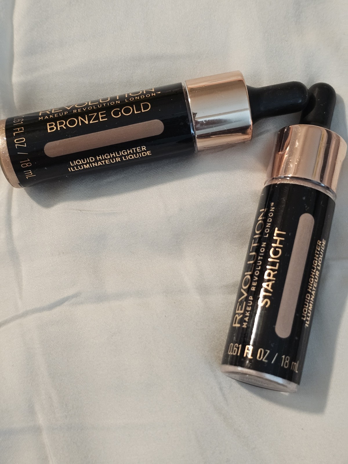 Makeup Revolution Liquid Highlighter & Lip Gloss Lot: Bronze Gold, Starlight