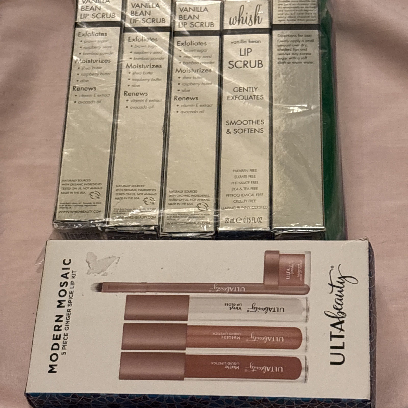 5-Pack x Whish Vanilla Bean Lip Scrub + ULTA Modern Mosaic Ginger Spice Lip Kit