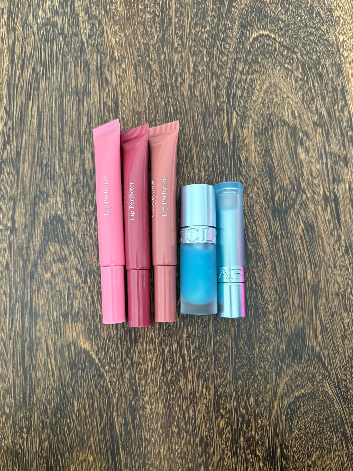 CLARINS LOT of 5 Items $154 LIP PERFECTOR x3, LIP OIL BALM, LIP OIL NEW