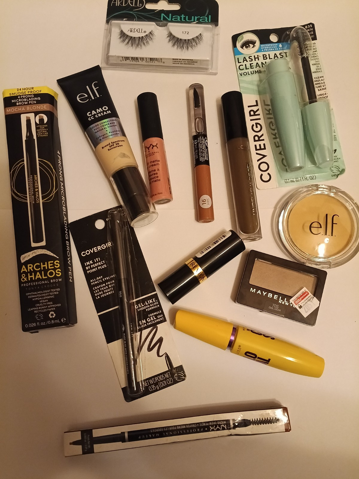 13Pcs.Cosmetic/ Make Up/ Beauty Bundle. Maybelline/L’Oreal/CoverGirl Ardell/ Elf