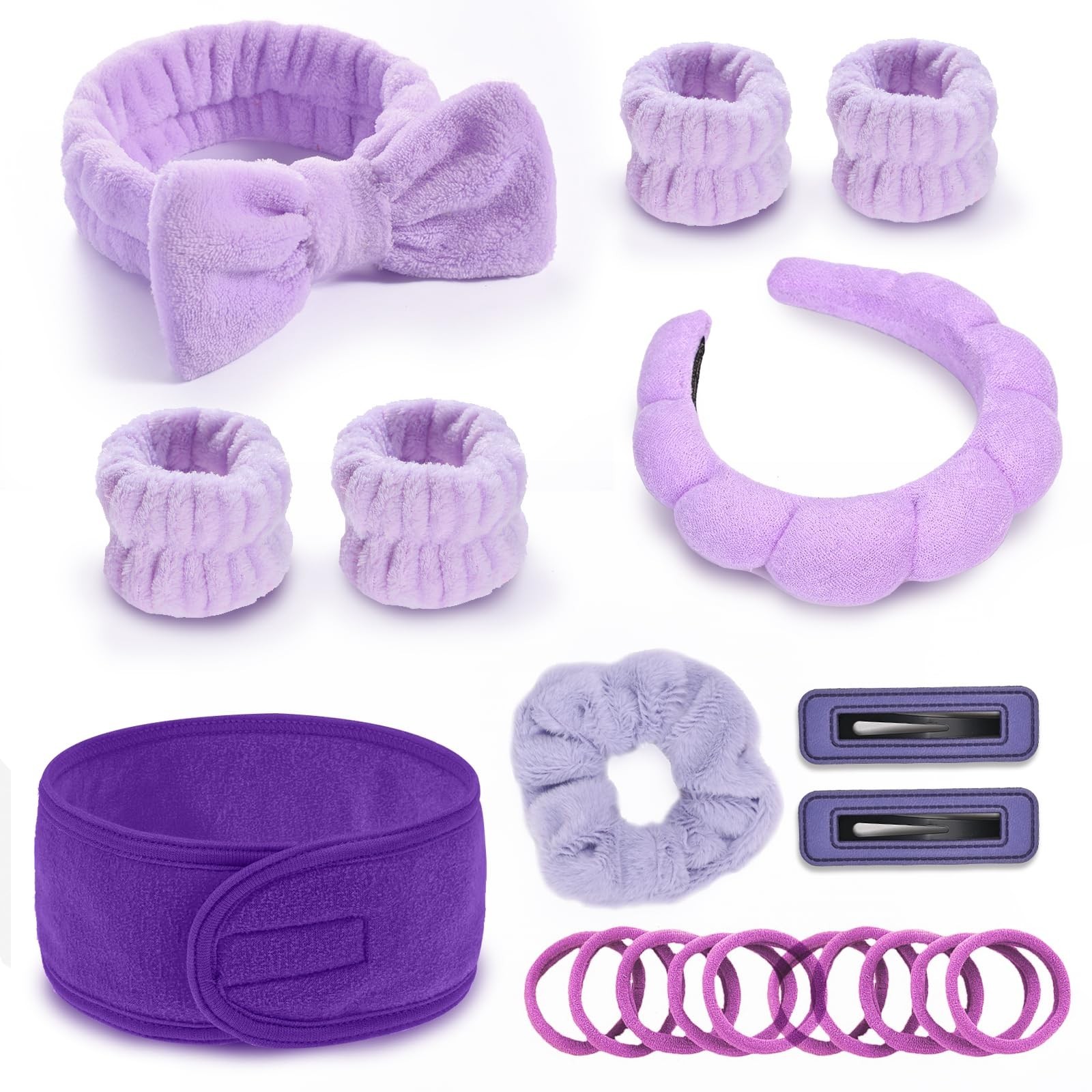 20 Piece Spa Set, Face Wash Headband and Wristband, Bubble Headband, Gifts fo…