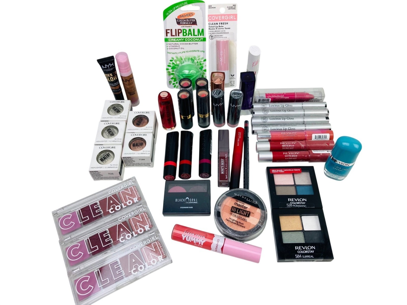 42 Pc Mixed Lot Of Makeup Products Covergirl Revlon Maybelline NYX Rimmel & More