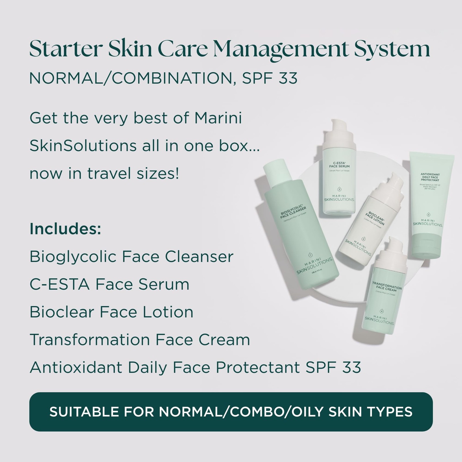 Marini SkinSolutions Travel Size Starter Skin Care Management System, Normal …