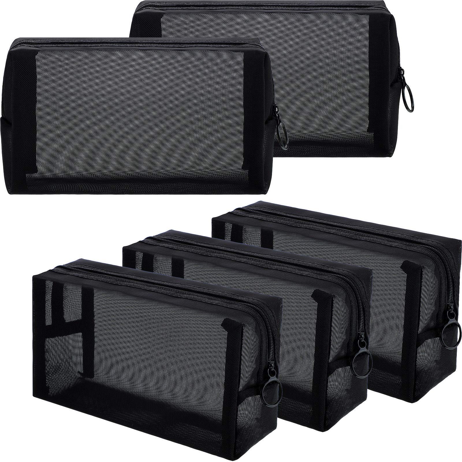 Sadnyy 5 Pieces Mesh Makeup Bag Portable Travel Cosmetic Bag Black Breathable…