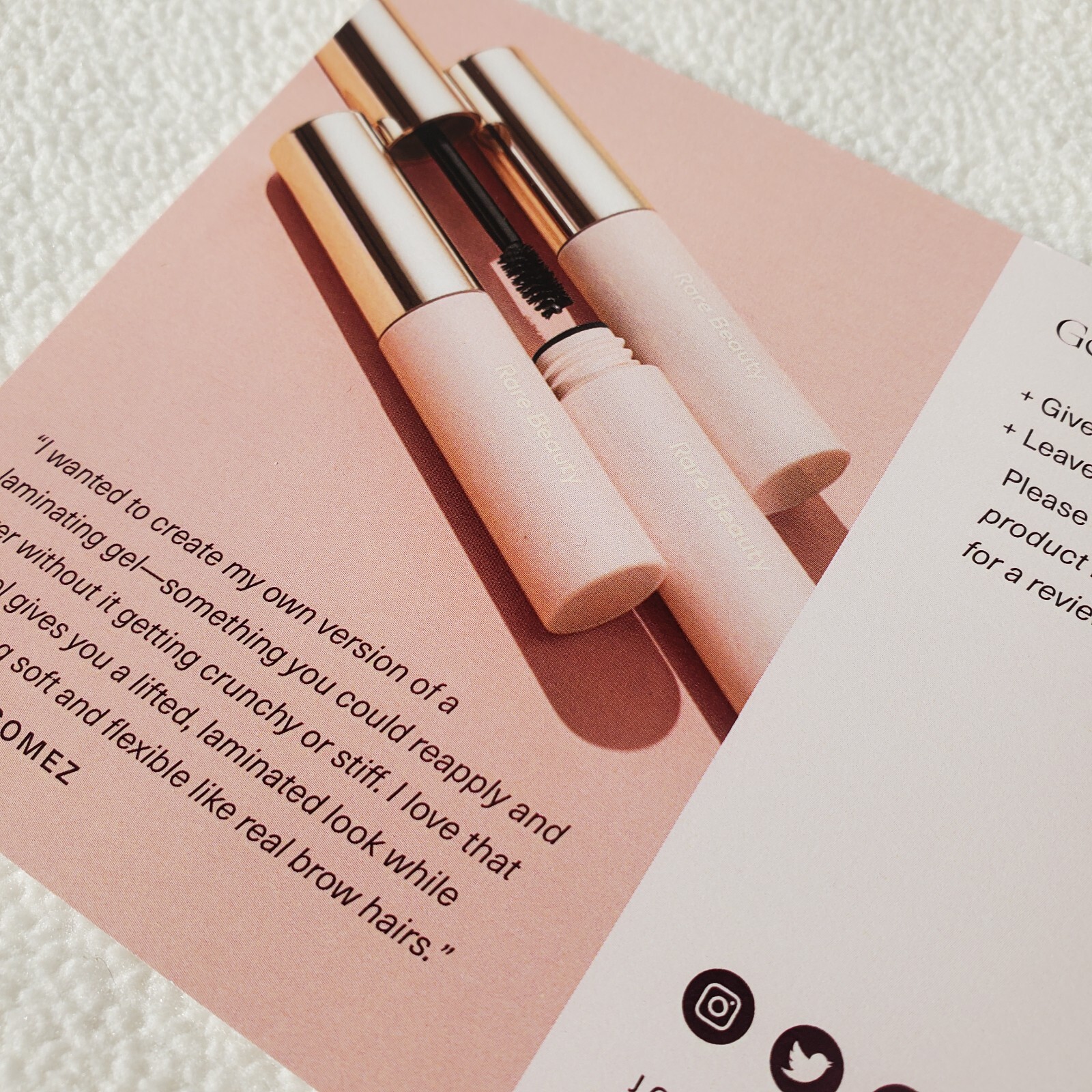 Rare Beauty By Selena Gomez Brow Harmony Gel PR Card