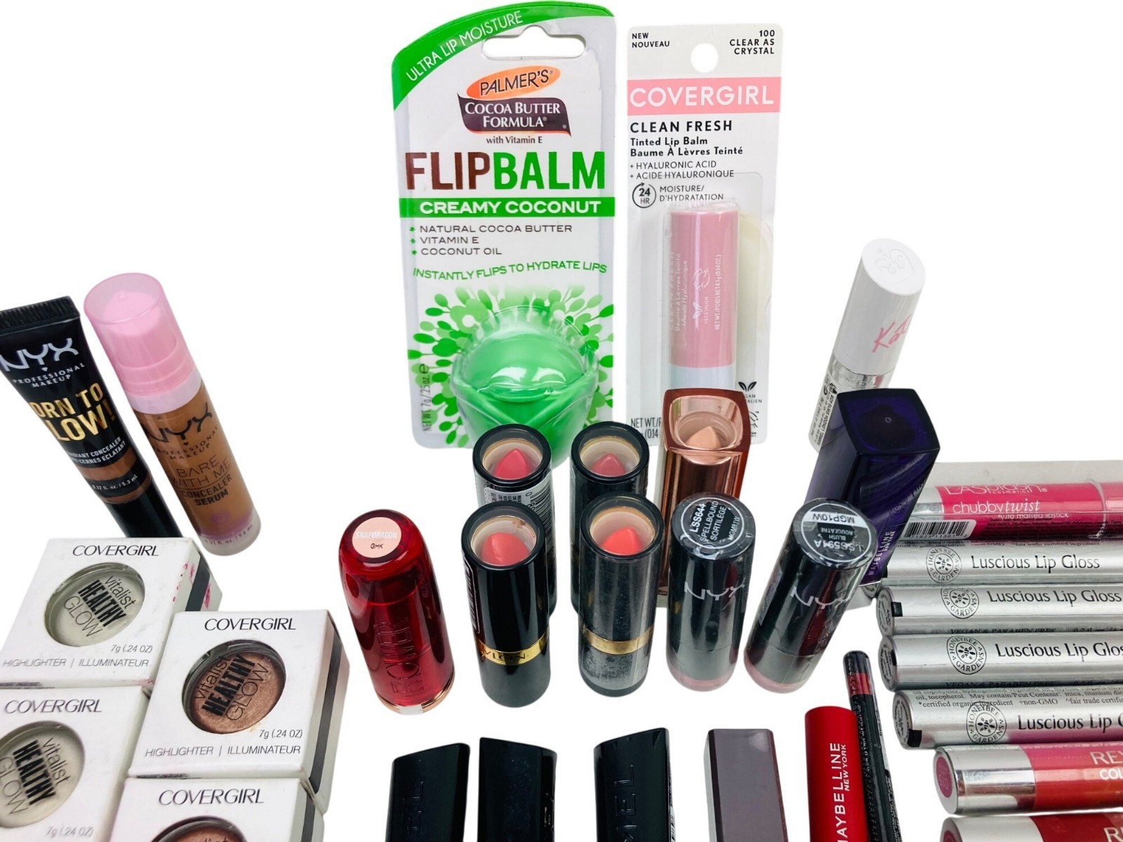 42 Pc Mixed Lot Of Makeup Products Covergirl Revlon Maybelline NYX Rimmel & More